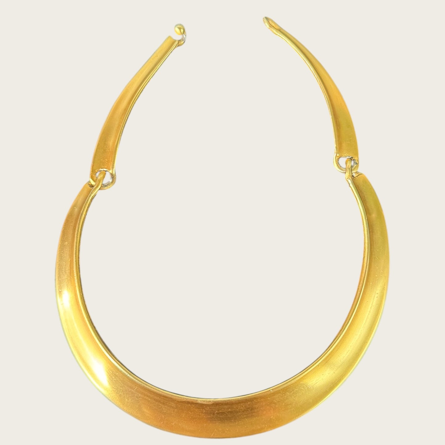 Vintage Anne Klein Satin Gold Hinged Collar Necklace – 1980s Sculptural Matte Choker