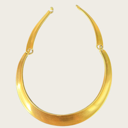 Vintage Anne Klein Satin Gold Hinged Collar Necklace – 1980s Sculptural Matte Choker
