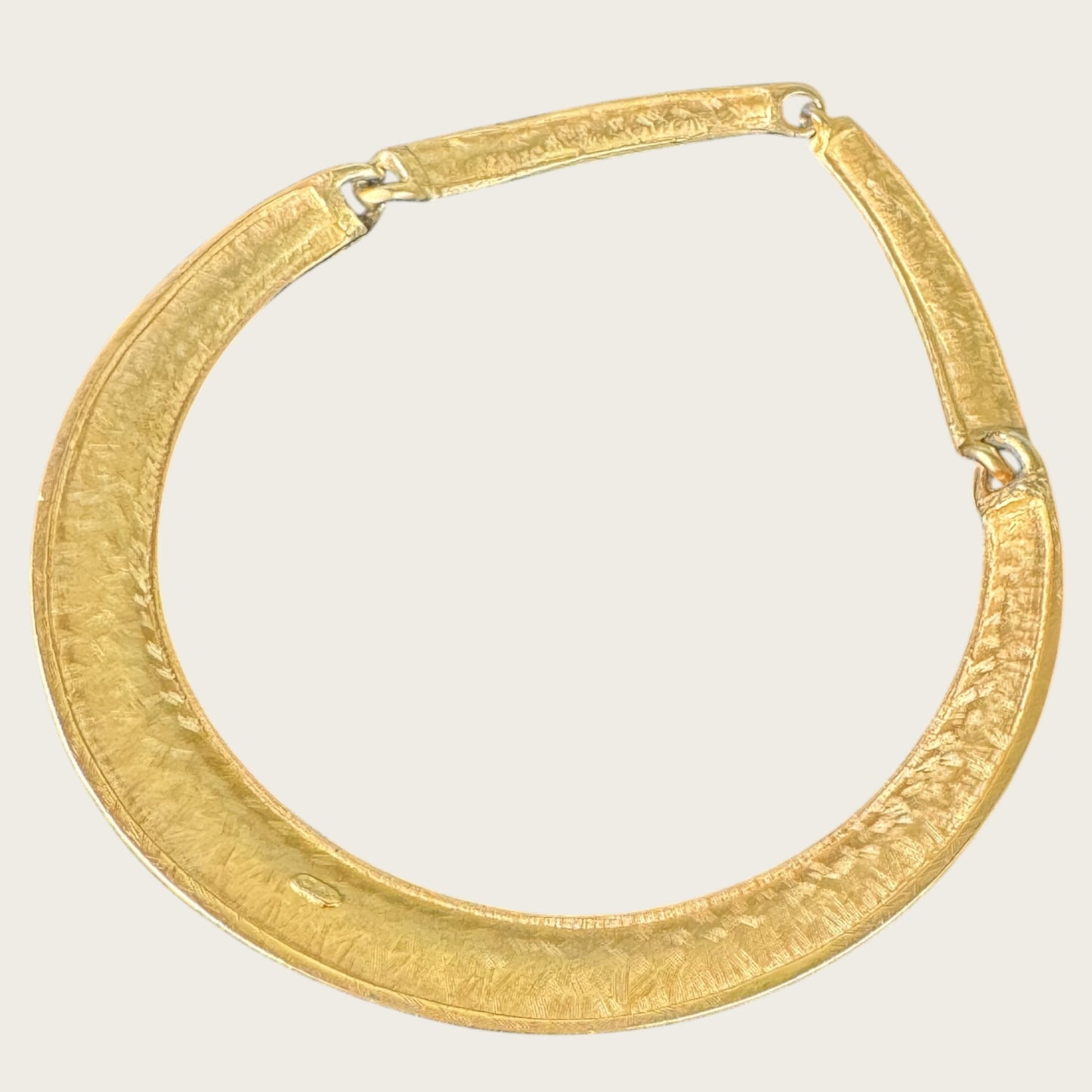 Vintage Anne Klein Satin Gold Hinged Collar Necklace – 1980s Sculptural Matte Choker