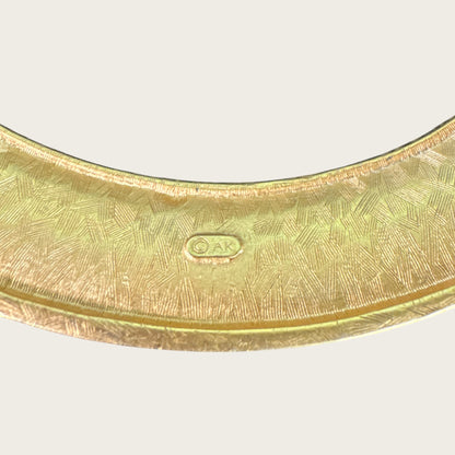 Vintage Anne Klein Satin Gold Hinged Collar Necklace – 1980s Sculptural Matte Choker