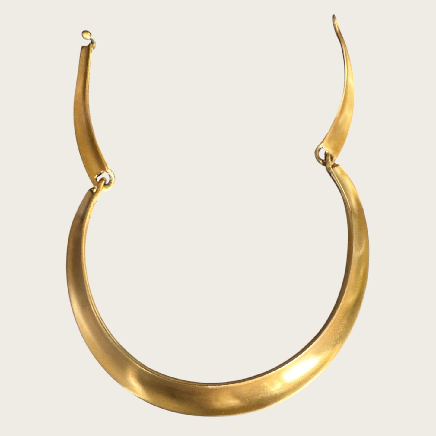 Vintage Anne Klein Satin Gold Hinged Collar Necklace – 1980s Sculptural Matte Choker