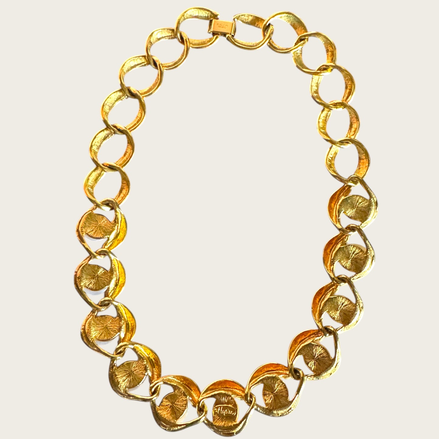 Vintage Napier Patent Pearl & Gold Link Necklace – Late 1980s Sculptural Statement Collar
