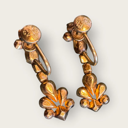 Vintage Star-Art 1/20 12K Gold-Filled Brooch & Dangle Screw-Back Earrings Set – Aquamarine Blue & Clear Rhinestones