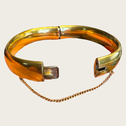 Vintage 1/20 12K Gold-Filled Hand-Engraved Floral Hinged Bangle Bracelet – 22.10g