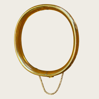 Vintage 1/20 12K Gold-Filled Hand-Engraved Floral Hinged Bangle Bracelet – 22.10g