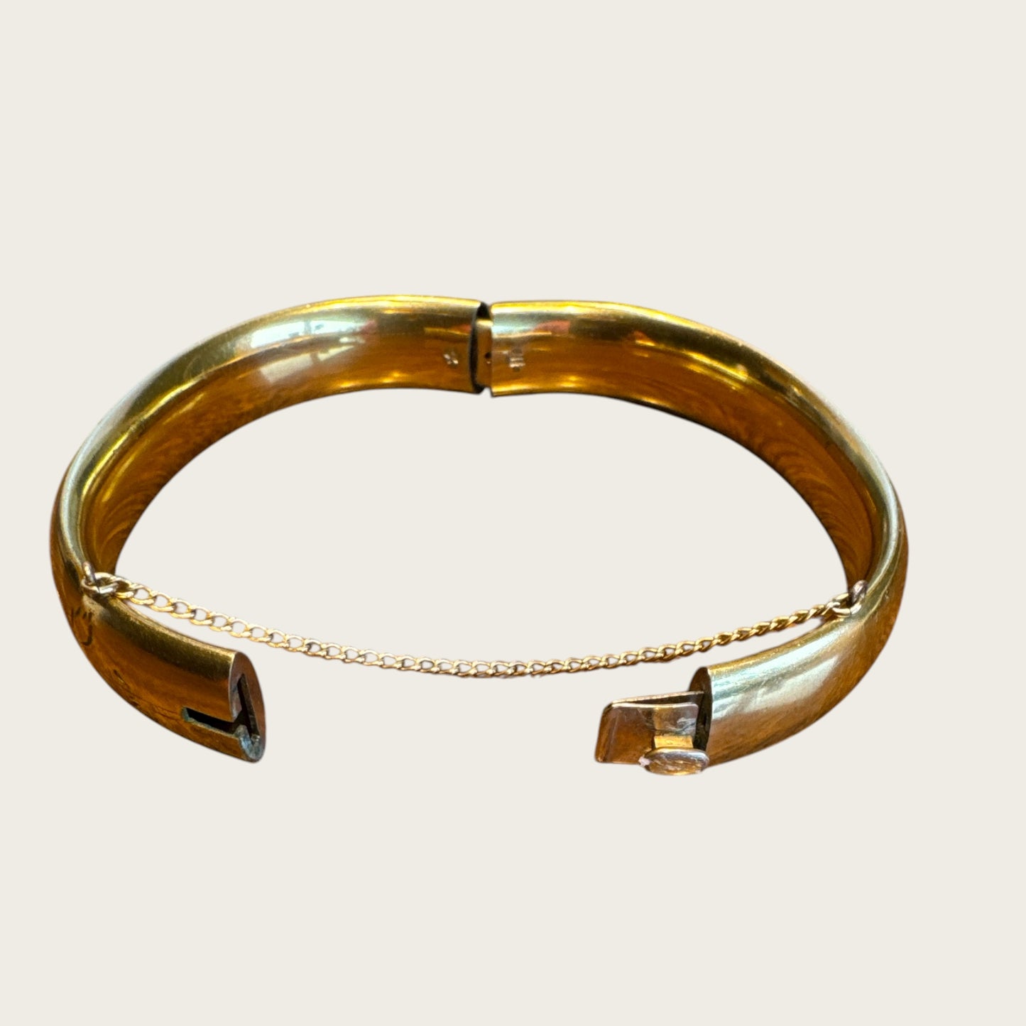 Vintage 1/20 12K Gold-Filled Hand-Engraved Floral Hinged Bangle Bracelet – 22.10g