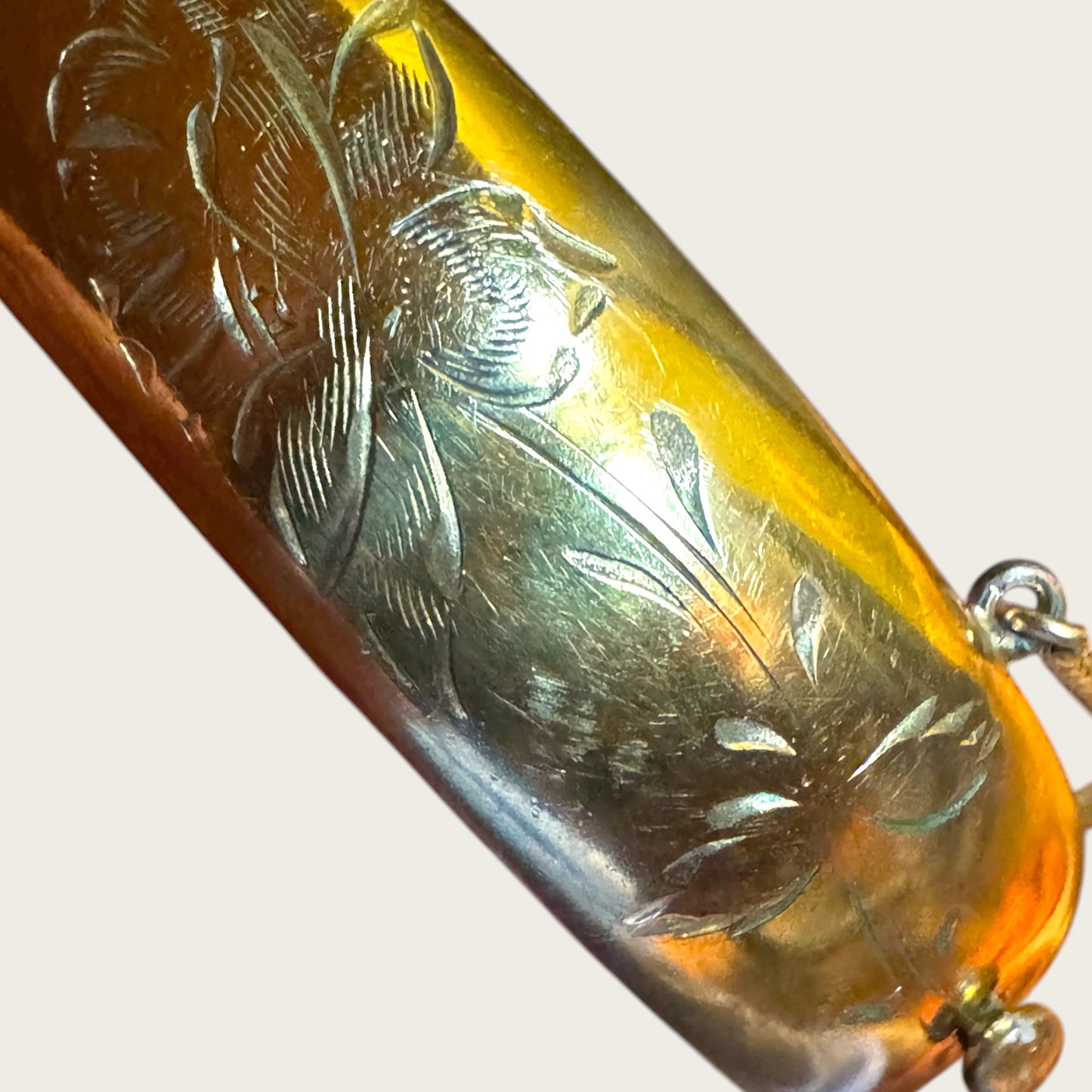 Vintage 1/20 12K Gold-Filled Hand-Engraved Floral Hinged Bangle Bracelet – 22.10g