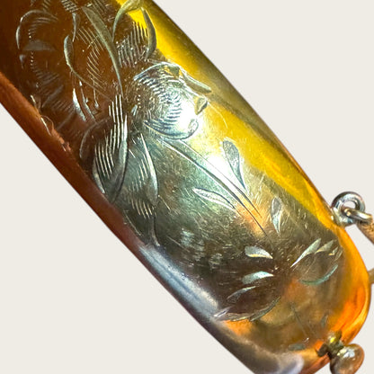 Vintage 1/20 12K Gold-Filled Hand-Engraved Floral Hinged Bangle Bracelet – 22.10g