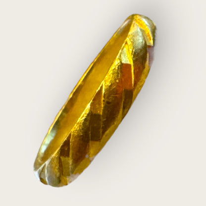 Vintage 24K Fine Gold Textured Band Ring – Hand-Carved Faceted Design, Size 9.75