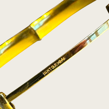 Vintage 14KT Gold-Filled Engraved Hinged Bangle Bracelet – Floral Scrollwork – 7 Inch