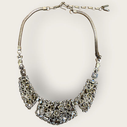 Vintage Barclay Uranium Rhinestone Parure – Signed Necklace, Bracelet & Earrings Set, 1950s Hollywood Regency Glamour