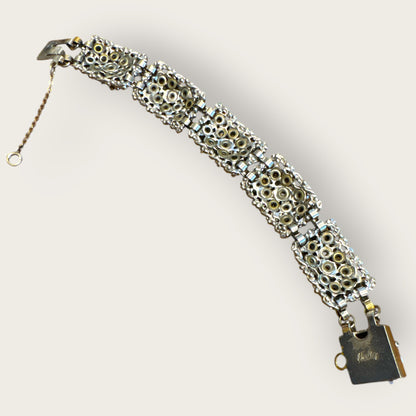 Vintage Barclay Uranium Rhinestone Parure – Signed Necklace, Bracelet & Earrings Set, 1950s Hollywood Regency Glamour