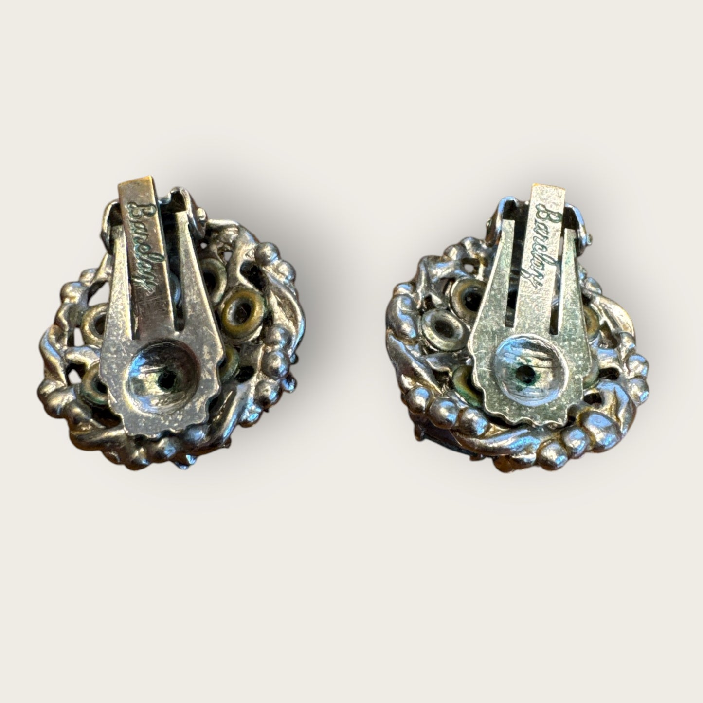 Vintage Barclay Uranium Rhinestone Parure – Signed Necklace, Bracelet & Earrings Set, 1950s Hollywood Regency Glamour