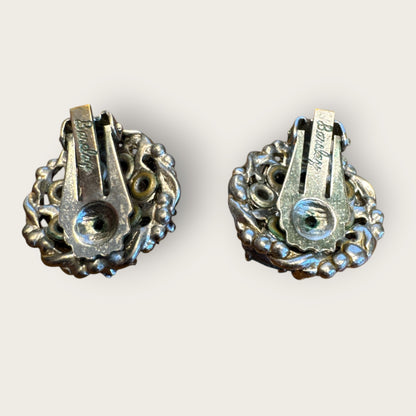 Vintage Barclay Uranium Rhinestone Parure – Signed Necklace, Bracelet & Earrings Set, 1950s Hollywood Regency Glamour