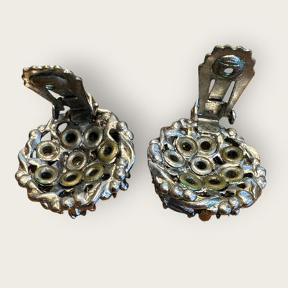 Vintage Barclay Uranium Rhinestone Parure – Signed Necklace, Bracelet & Earrings Set, 1950s Hollywood Regency Glamour