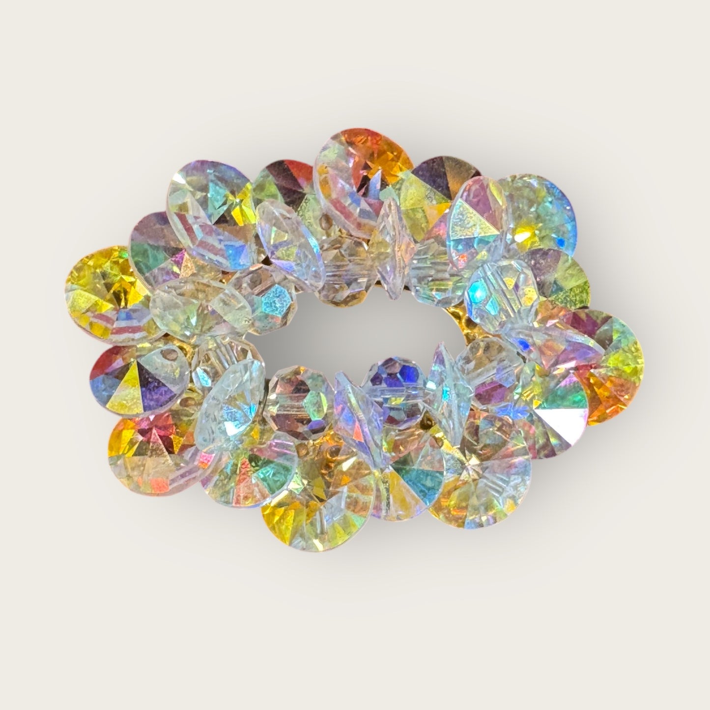 Vintage Signed Alice Caviness Aurora Borealis Crystal Brooch – Mid-Century Oval Cluster Design