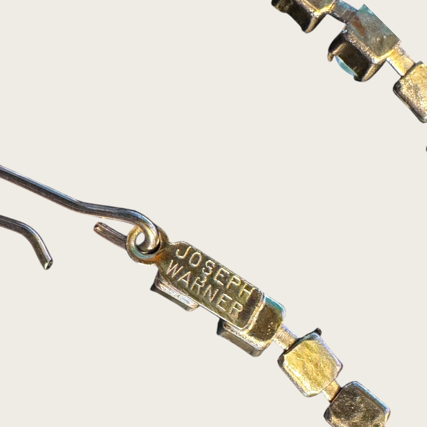 Vintage Joseph Warner Uranium Glass Necklace – Mid-Century Chartreuse Glow with Gold-Tone Setting