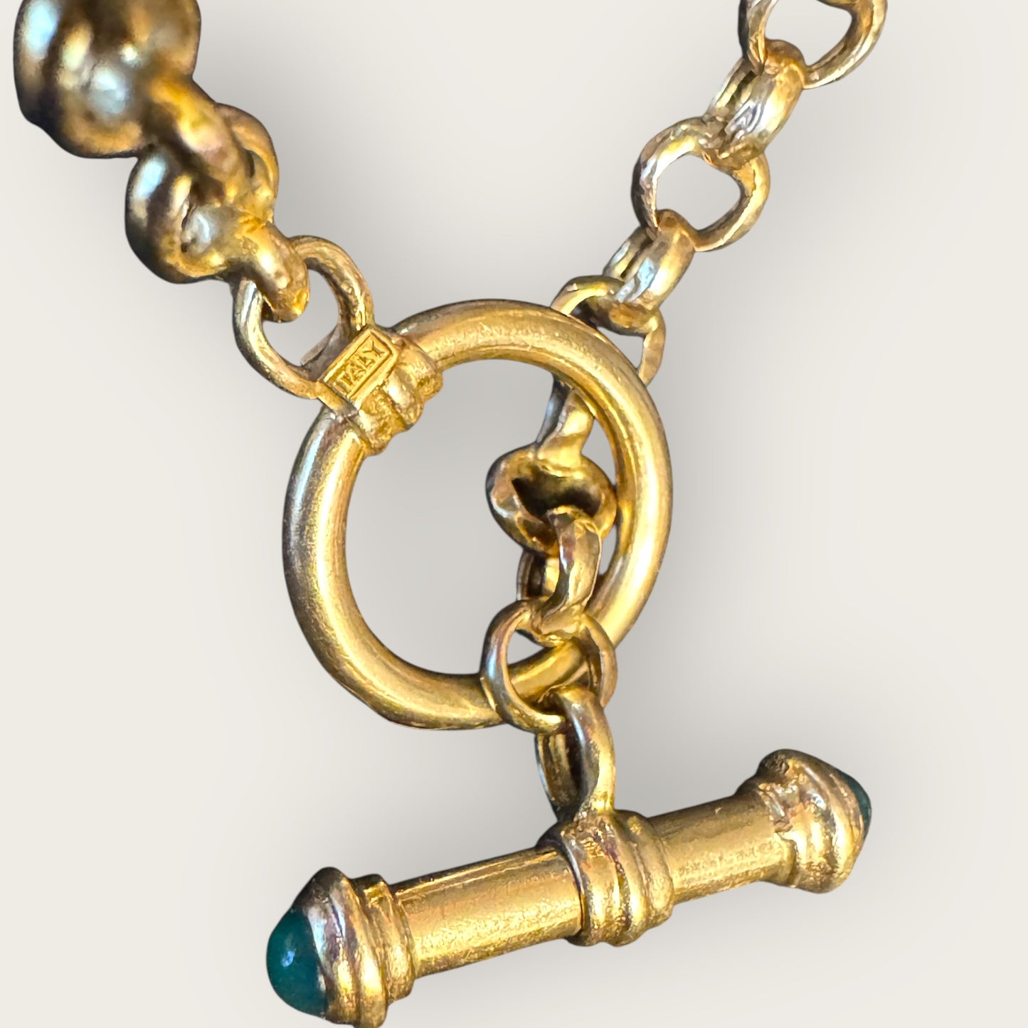 Vintage Italian 14K Gold Rolo Chain Bracelet with Ornate Etruscan-Style Beads | Private Collection