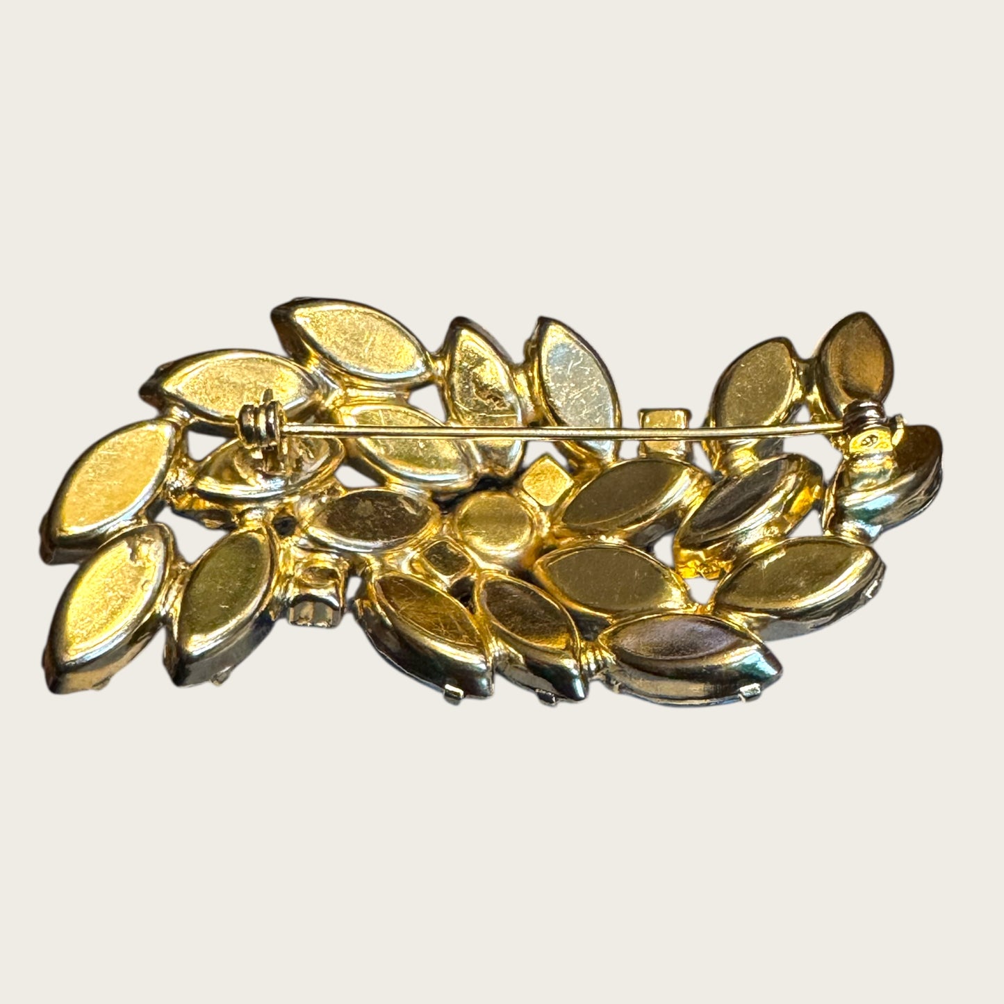 Vintage Light Blue Marquise Rhinestone Spray Brooch – Dimensional Layered Design