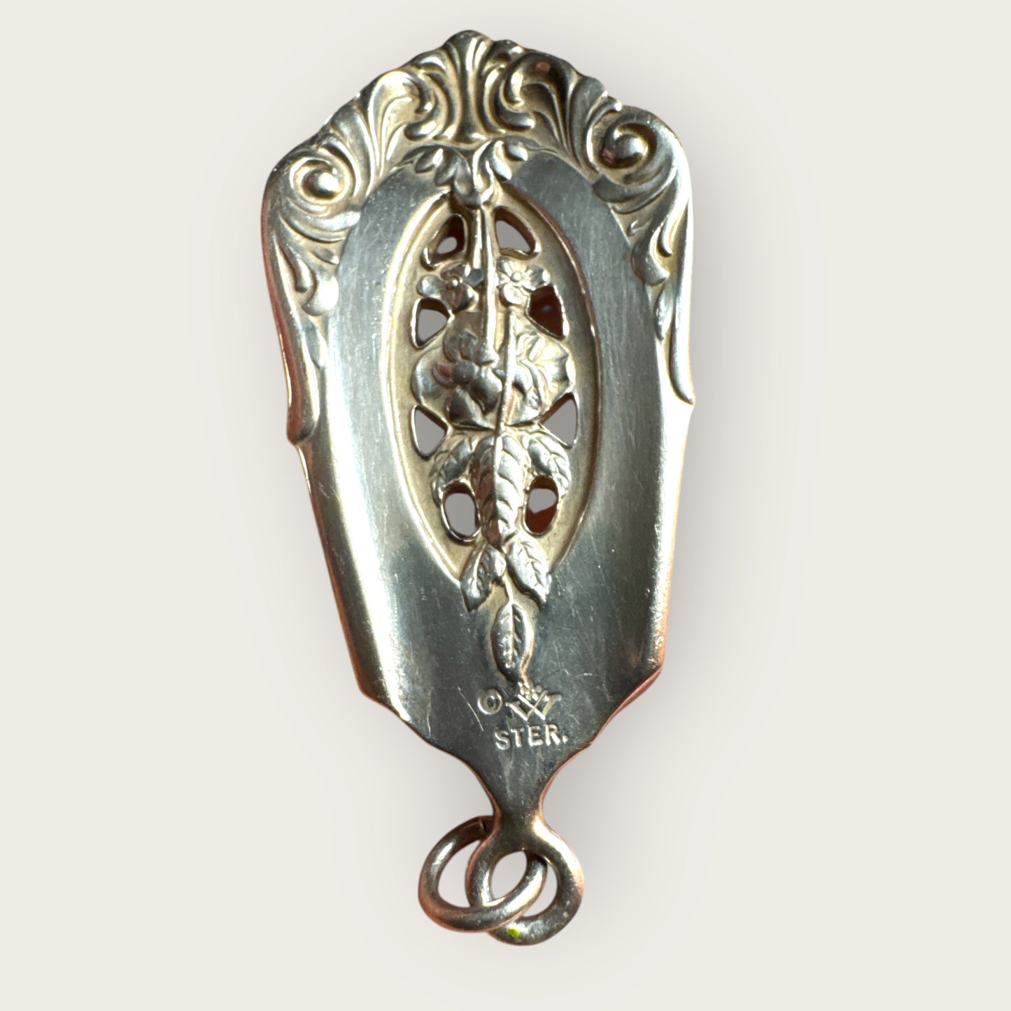 Art Nouveau Sterling Rose & Acanthus Pierced Pendant – Antique Watson & Newell Sterling (c.1900–1915)