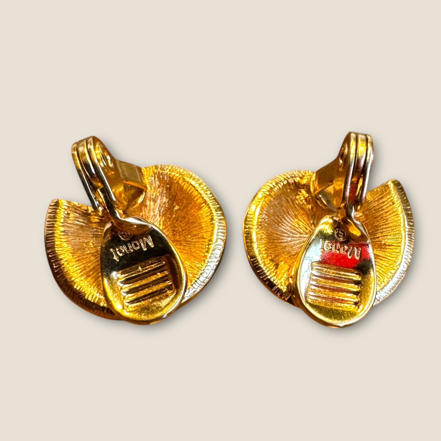 Vintage Monet Pearl & Crystal Pavé Clip-On Earrings – 1980s Gold-Tone Spiral Luxe