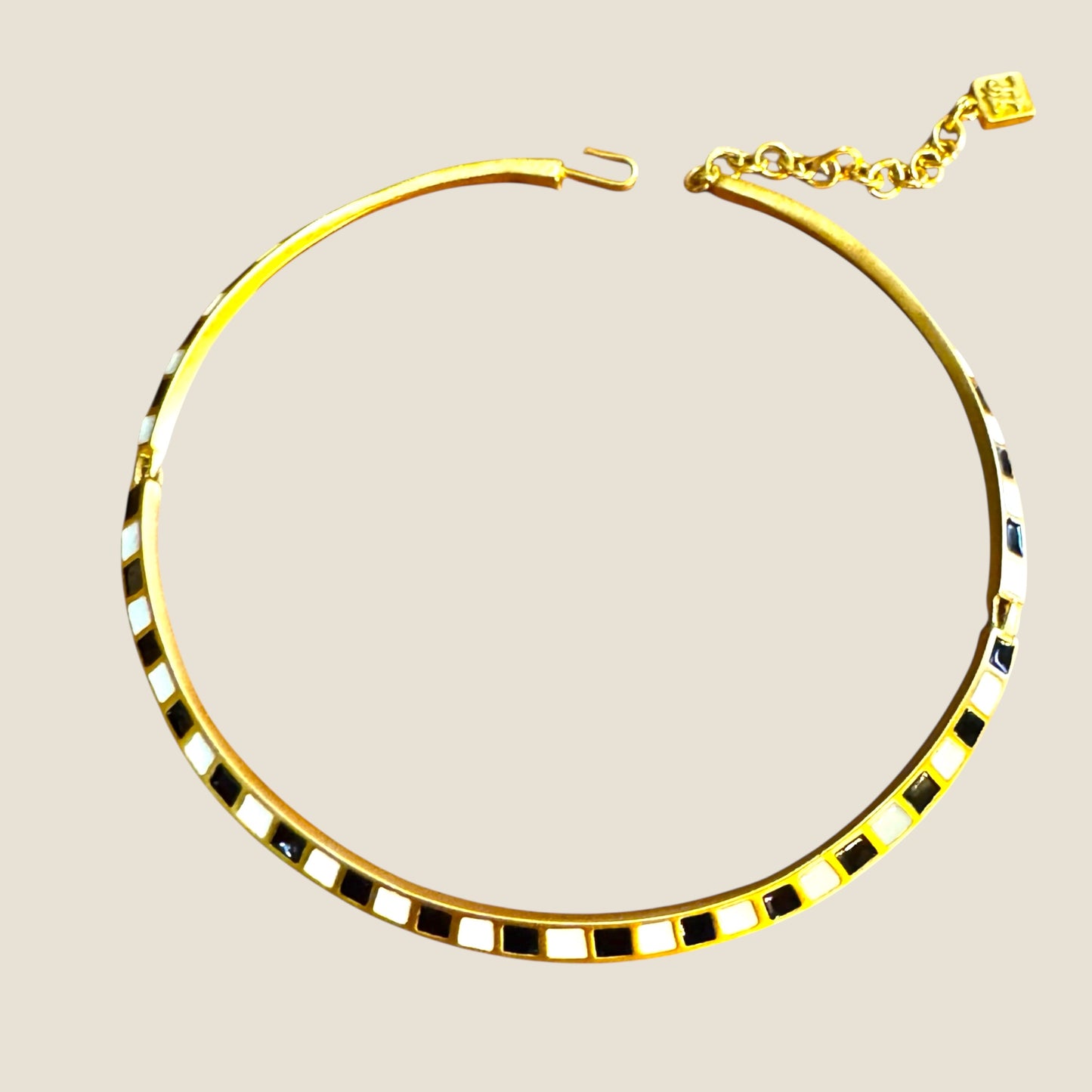 Authentic 1980s Karl Lagerfeld Couture Enamel Collar & Hoop Earring Set