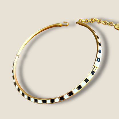 Authentic 1980s Karl Lagerfeld Couture Enamel Collar & Hoop Earring Set