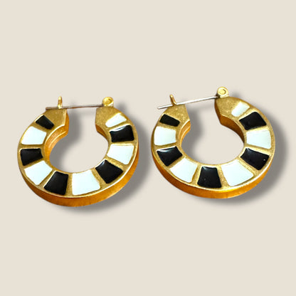 Authentic 1980s Karl Lagerfeld Couture Enamel Collar & Hoop Earring Set