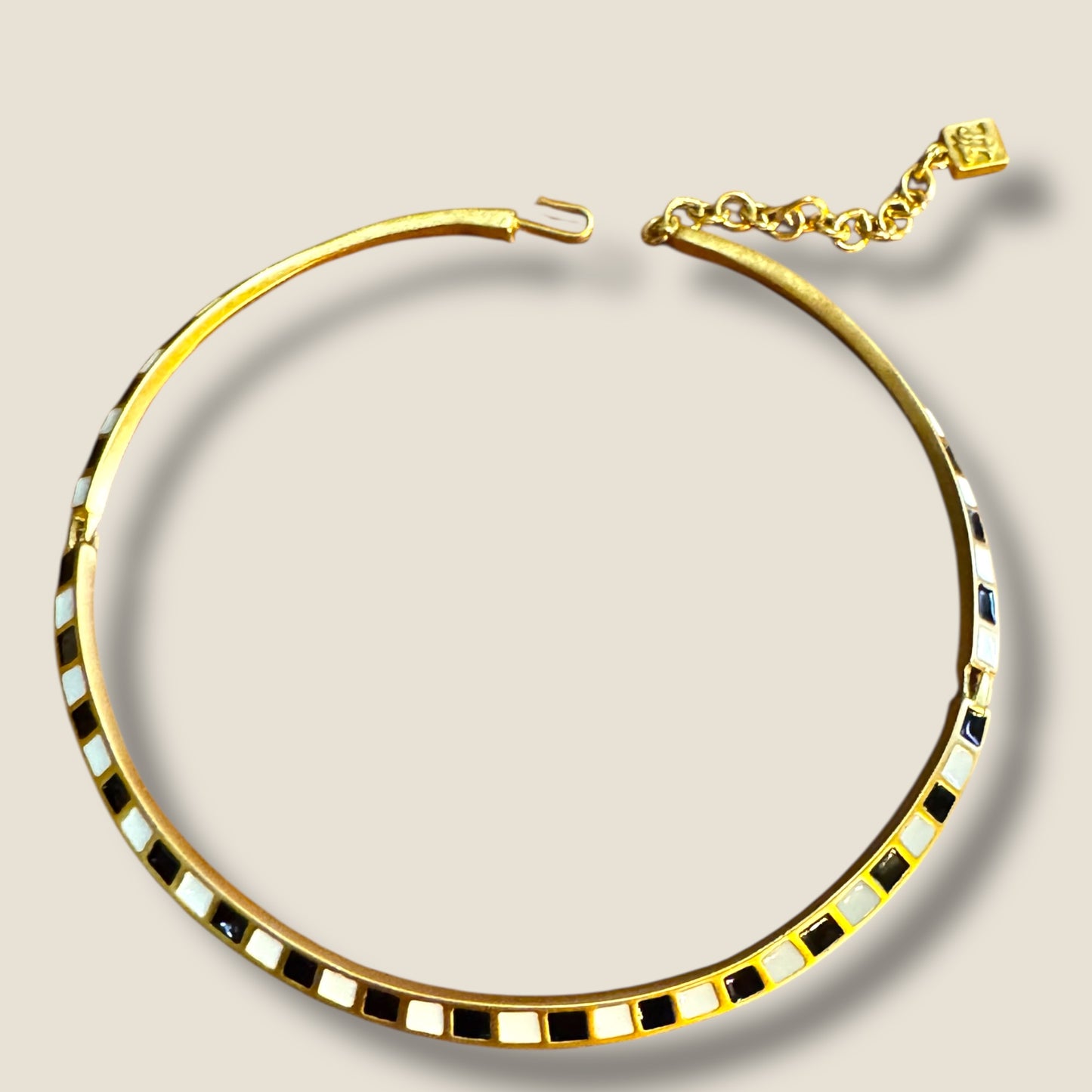 Authentic 1980s Karl Lagerfeld Couture Enamel Collar & Hoop Earring Set