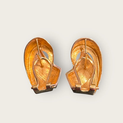 14K Two-Tone Yellow & White Gold Sculptural Twist Earrings