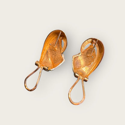 14K Two-Tone Yellow & White Gold Sculptural Twist Earrings