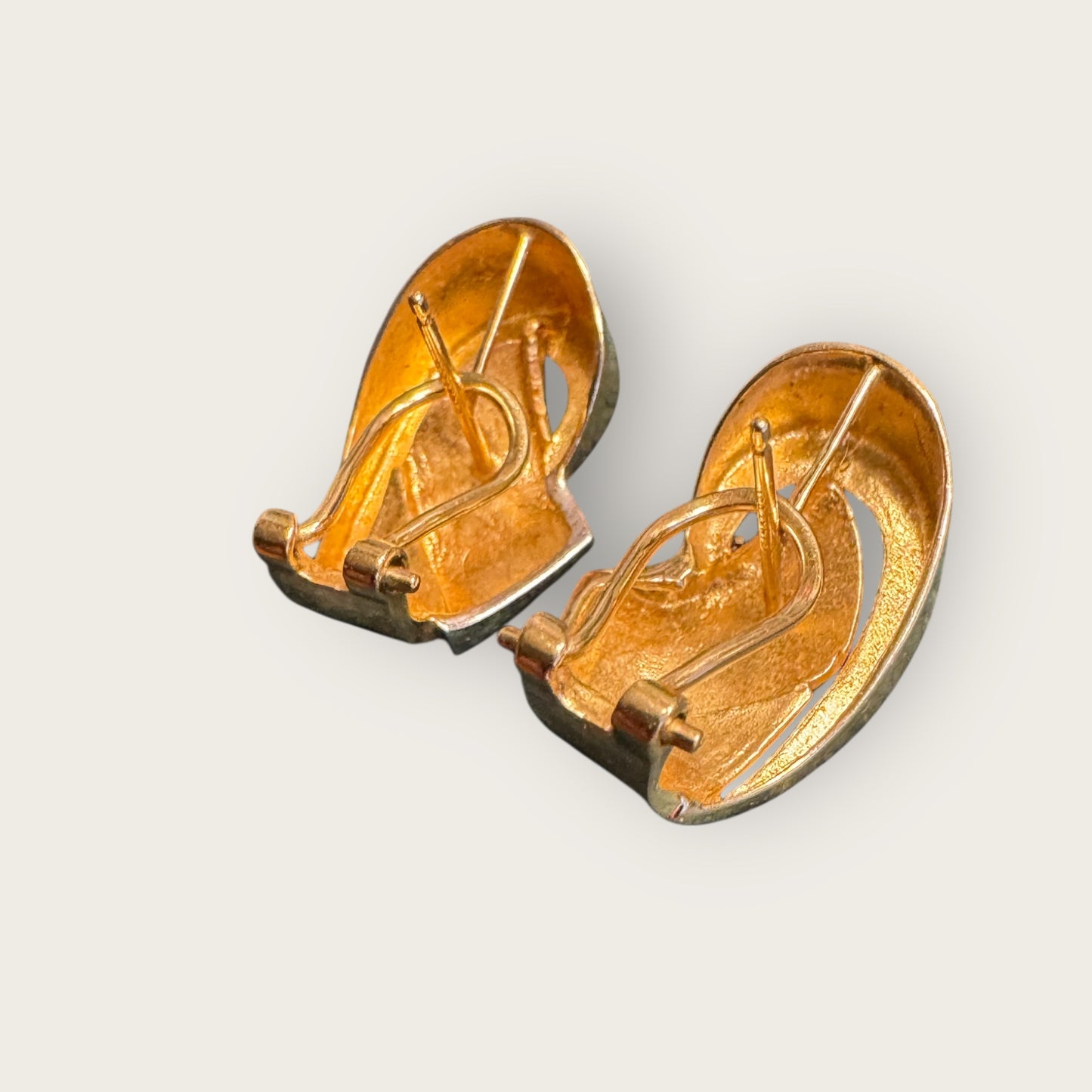 14K Two-Tone Yellow & White Gold Sculptural Twist Earrings
