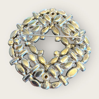Vintage Layered Rhinestone Brooch – Multi-Shape Stones, Silver-Plated, 3D Couture Cluster Design