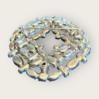 Vintage Layered Rhinestone Brooch – Multi-Shape Stones, Silver-Plated, 3D Couture Cluster Design