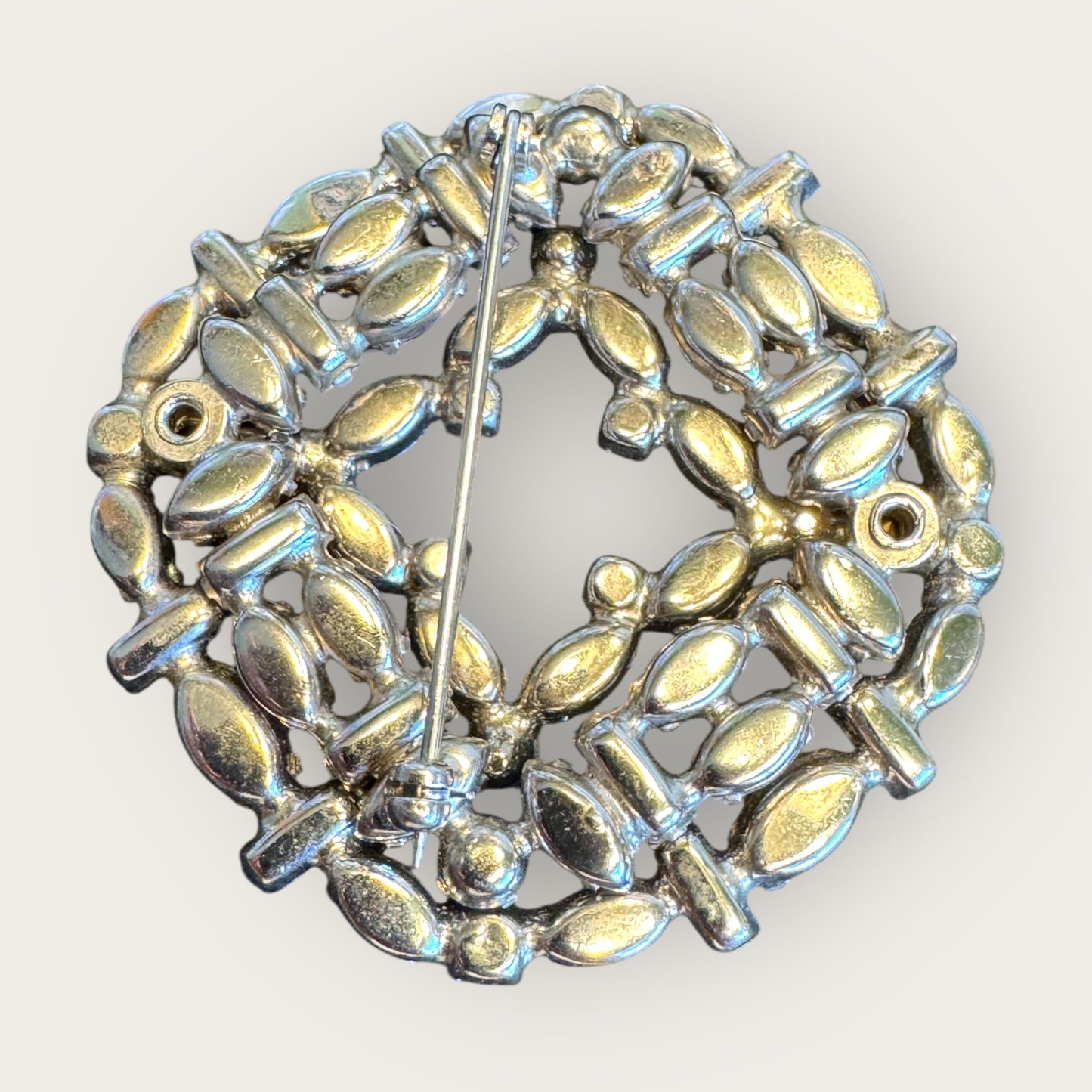 Vintage Layered Rhinestone Brooch – Multi-Shape Stones, Silver-Plated, 3D Couture Cluster Design