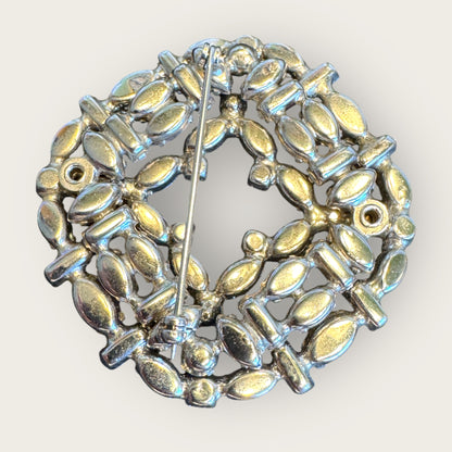 Vintage Layered Rhinestone Brooch – Multi-Shape Stones, Silver-Plated, 3D Couture Cluster Design