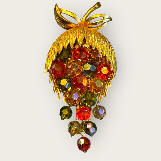 Vintage Gold-Tone Cha-Cha Cluster Brooch – Autumn Crystal Cascade
