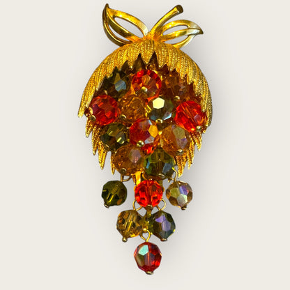 Vintage Gold-Tone Cha-Cha Cluster Brooch – Autumn Crystal Cascade