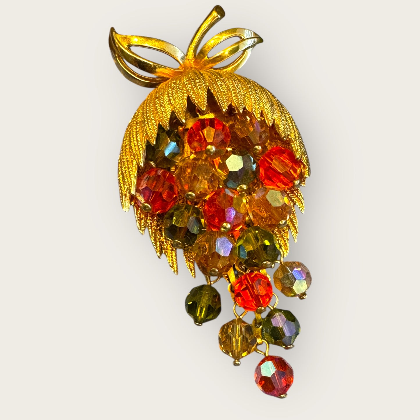 Vintage Gold-Tone Cha-Cha Cluster Brooch – Autumn Crystal Cascade