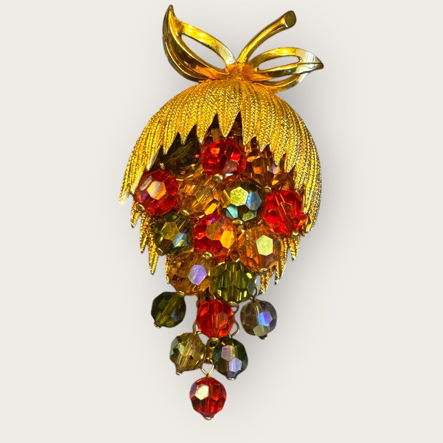 Vintage Gold-Tone Cha-Cha Cluster Brooch – Autumn Crystal Cascade