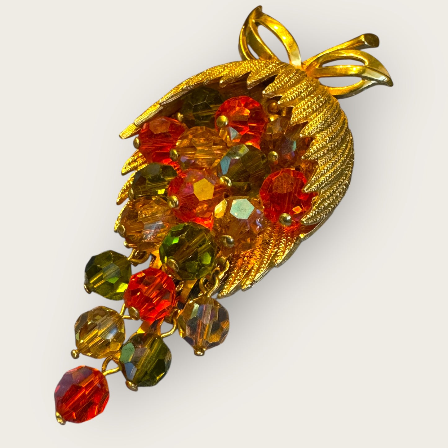 Vintage Gold-Tone Cha-Cha Cluster Brooch – Autumn Crystal Cascade