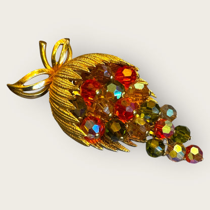 Vintage Gold-Tone Cha-Cha Cluster Brooch – Autumn Crystal Cascade