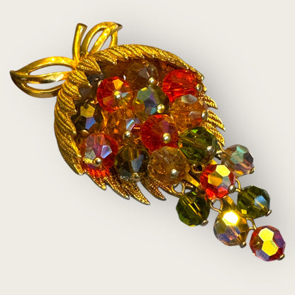 Vintage Gold-Tone Cha-Cha Cluster Brooch – Autumn Crystal Cascade