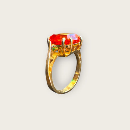 Vintage 10K Gold Fiery Orange Lab-Grown Spinel Ring