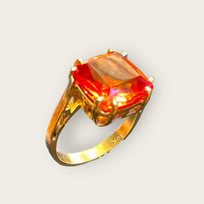 Vintage 10K Gold Fiery Orange Lab-Grown Spinel Ring
