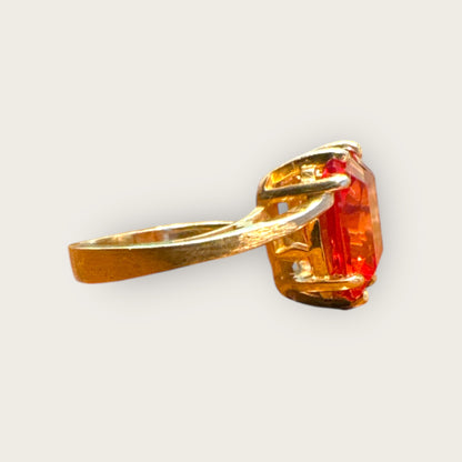 Vintage 10K Gold Fiery Orange Lab-Grown Spinel Ring