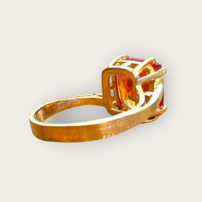 Vintage 10K Gold Fiery Orange Lab-Grown Spinel Ring