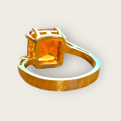 Vintage 10K Gold Fiery Orange Lab-Grown Spinel Ring