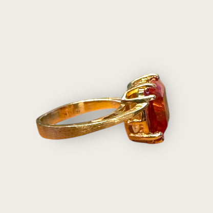 Vintage 10K Gold Fiery Orange Lab-Grown Spinel Ring