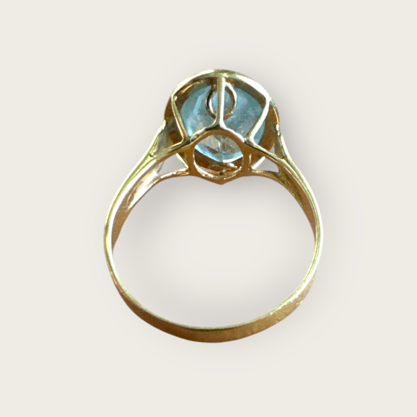 Natural Blue Topaz Oval Bezel-Set Ring in Solid 14K Gold – Size 7 | Private Collection